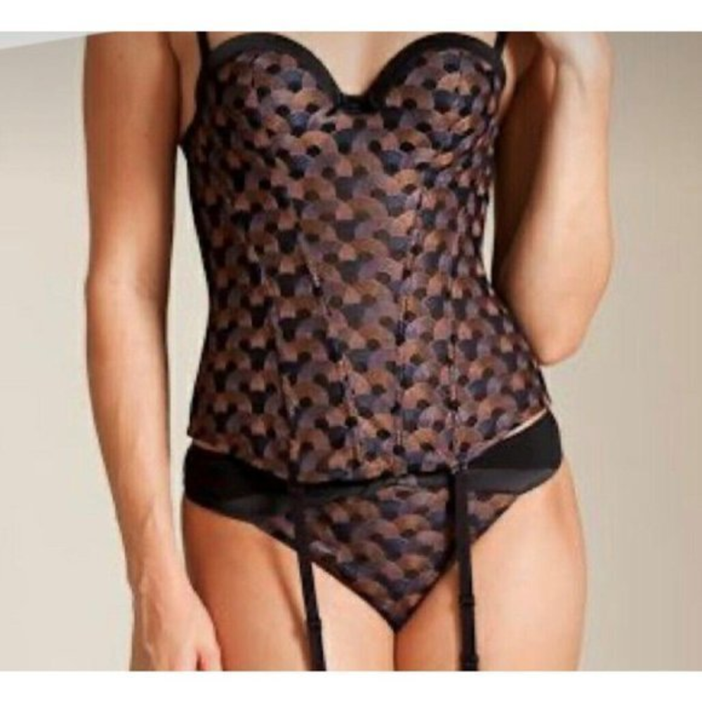 Anthropologie Lou Paris Embroidered Buster Corset‎ Top Size 32C